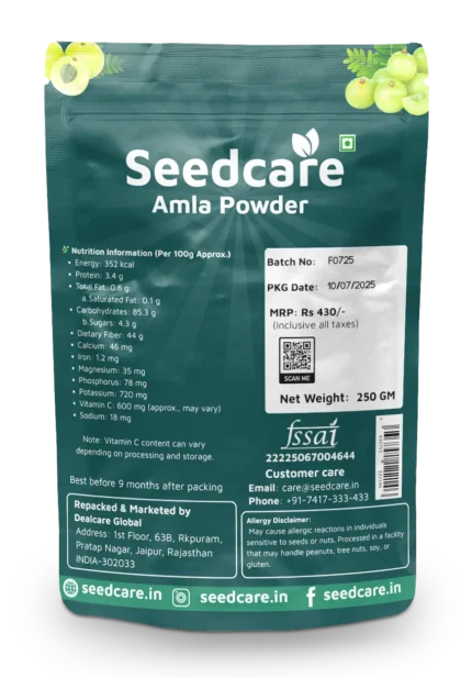 Seedcare amla powder 250GM back