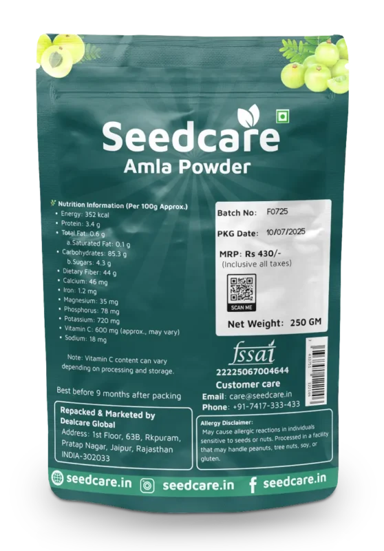 Seedcare amla powder 250GM back