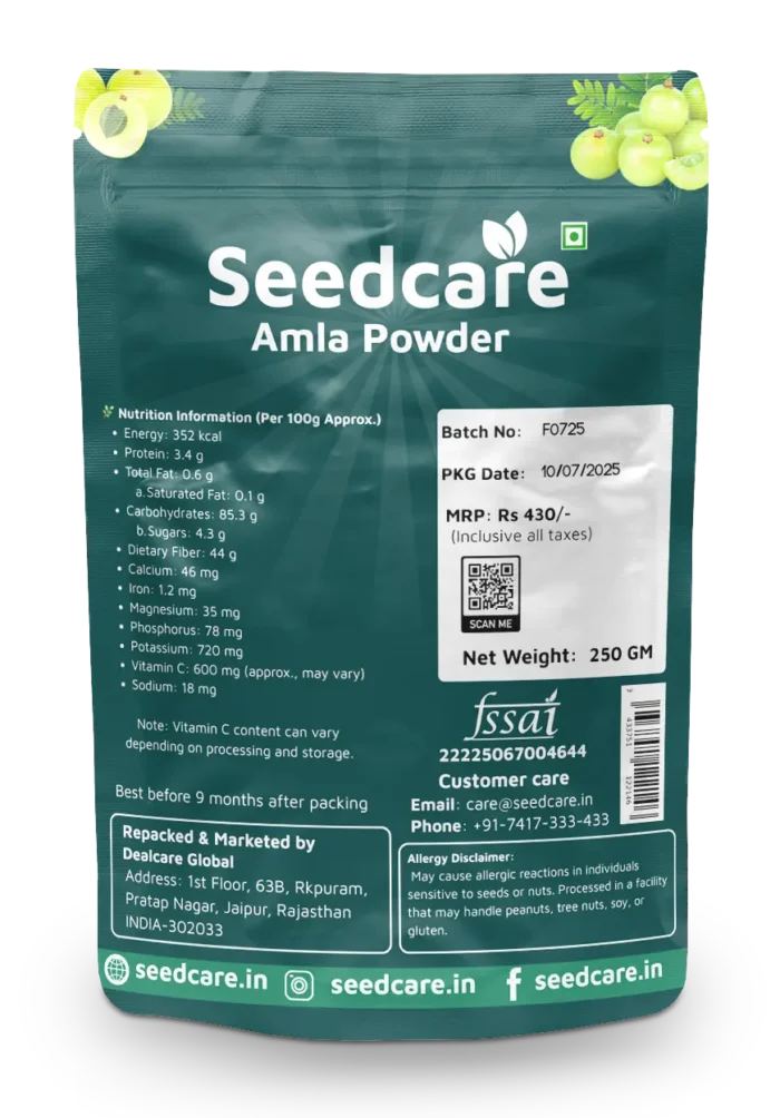 Seedcare amla powder 250GM back